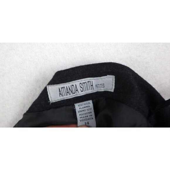 WOMEN'S GRAY 100% WOOL DOUBLE-BREASTED SKIRT SUIT - AMANDA SMITH - SIZE 14P - Picture 10 of 10